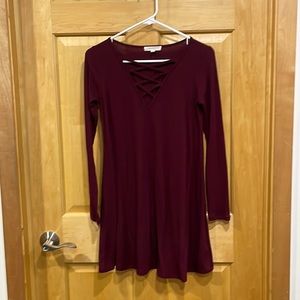 BOGO Love Fire ribbed dress maroon wine XS